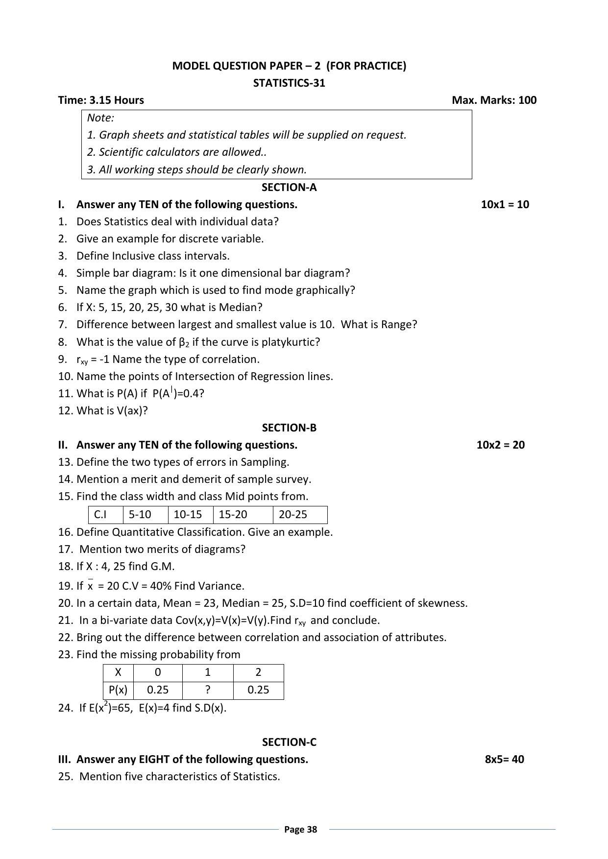 Karnataka 1st PUC Question Bank for Statistics - Page 38