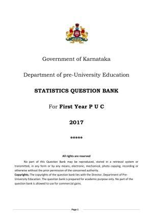 Karnataka 1st PUC Question Bank for Statistics