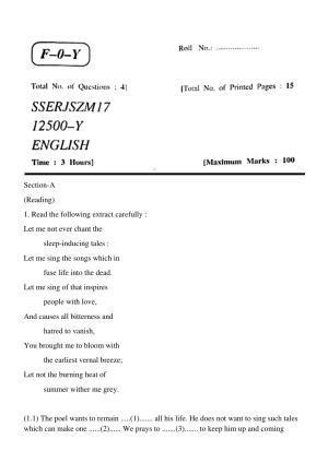JKBOSE Class 12 English Question Papers 2017 (12500-Y)