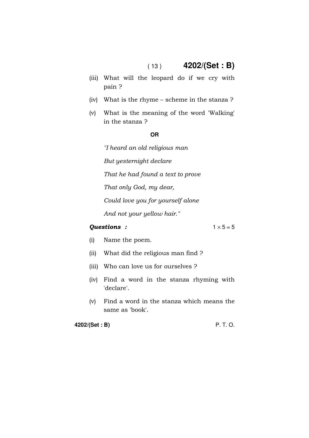 Haryana Board HBSE Class 10 English (All Set) 2019 Question Paper - Page 29