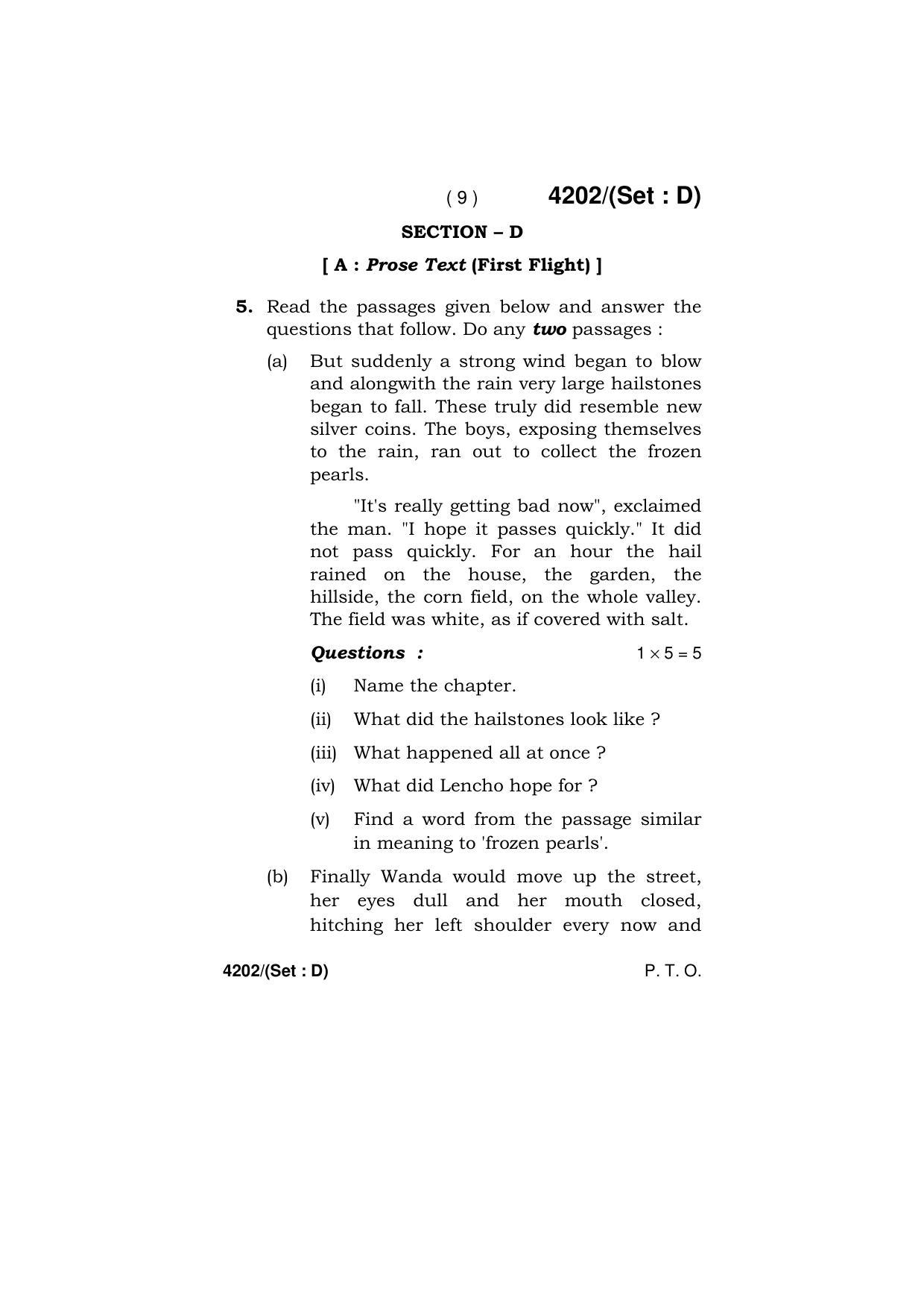 Haryana Board HBSE Class 10 English (All Set) 2019 Question Paper - Page 57