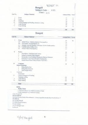 CGBSE Class 12th Syllabus 2021-2022 - Bengali