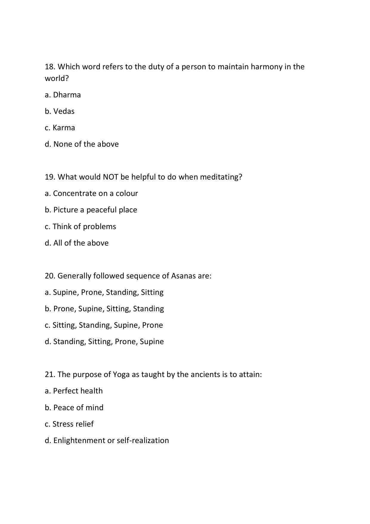 Odisha CPET 2021 YOGA & NATUROPATHY Question Paper - Page 5