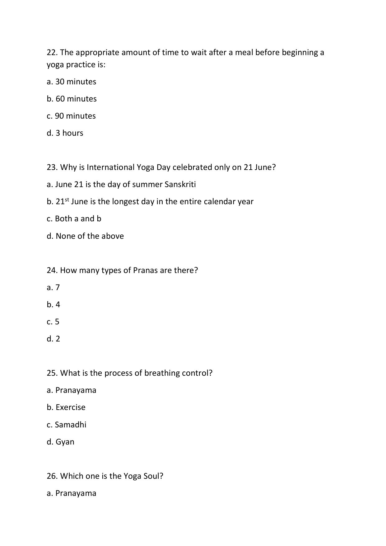 Odisha CPET 2021 YOGA & NATUROPATHY Question Paper - Page 6