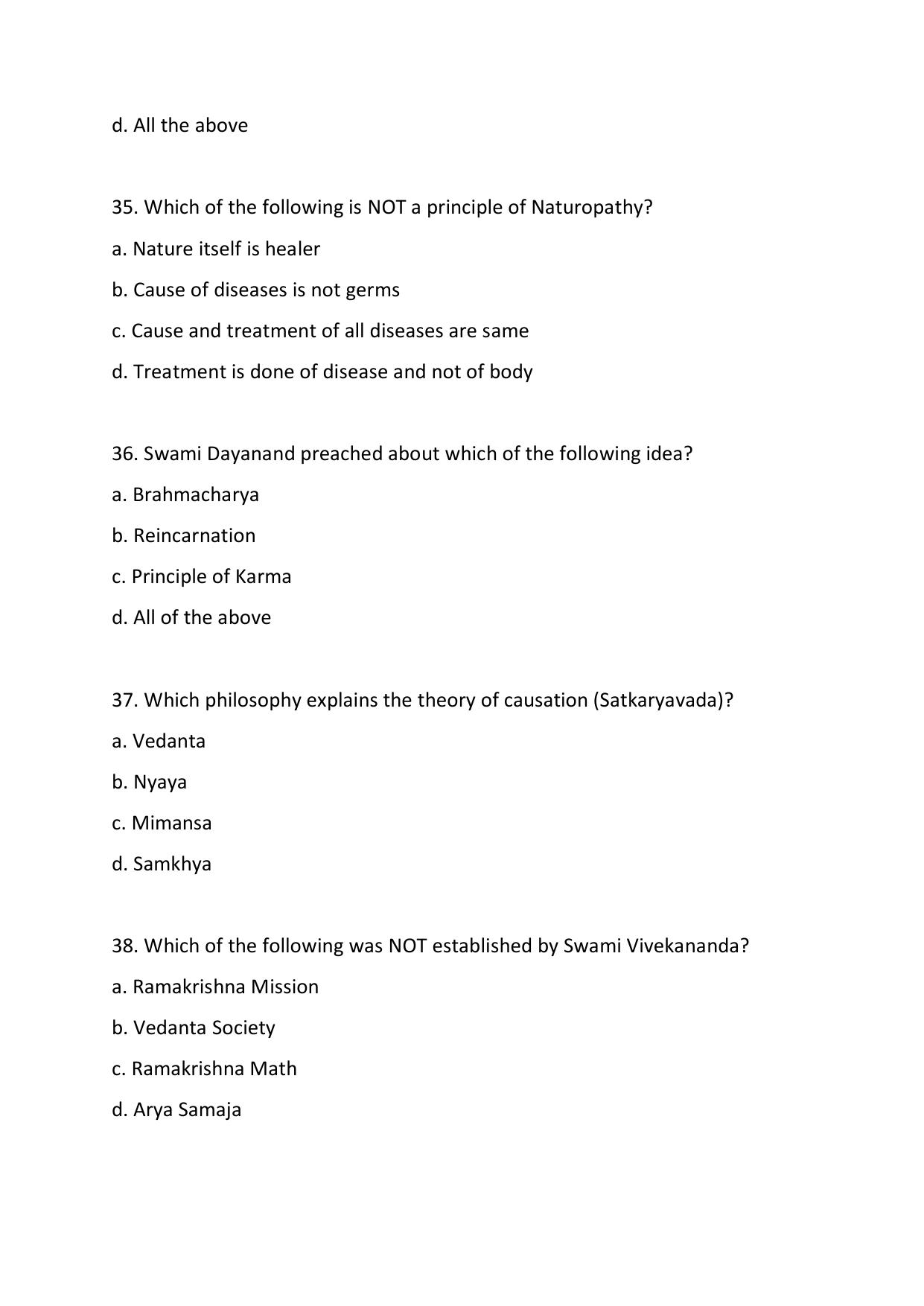 Odisha CPET 2021 YOGA & NATUROPATHY Question Paper - Page 9