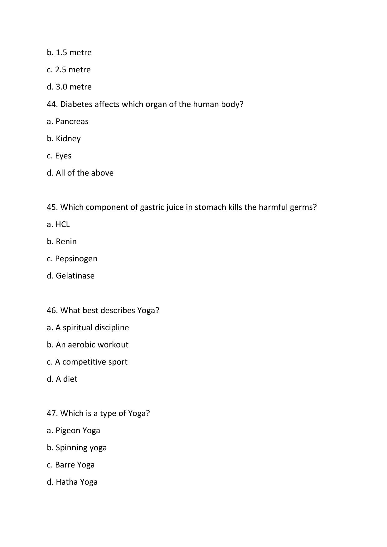 Odisha CPET 2021 YOGA & NATUROPATHY Question Paper - Page 11