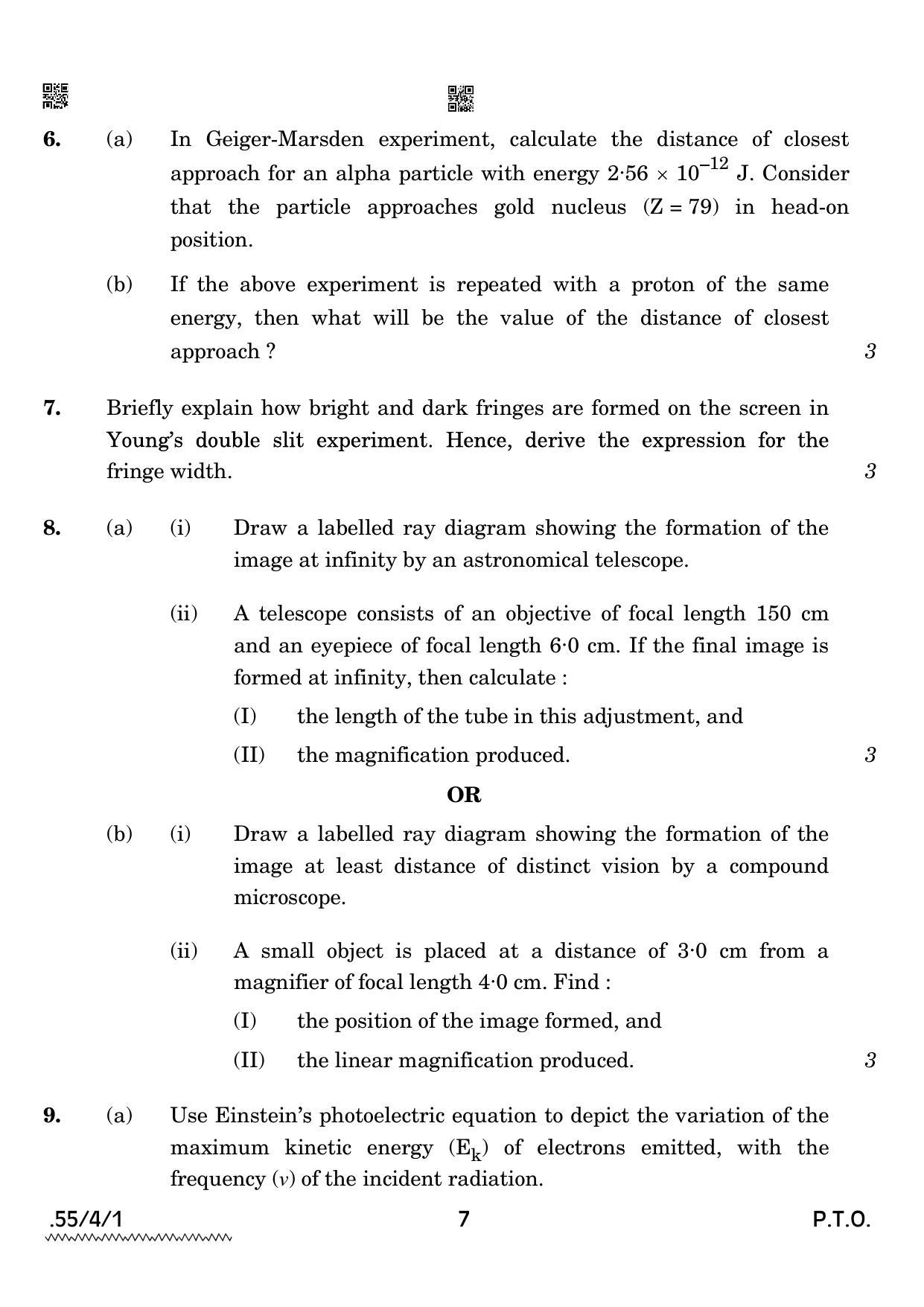 CBSE Class 12 55-4-1 Physics 2022 Question Paper - Page 7