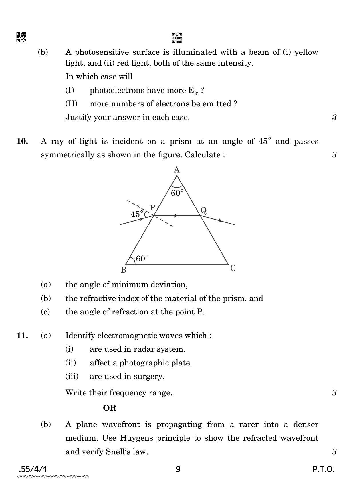 CBSE Class 12 55-4-1 Physics 2022 Question Paper - Page 9