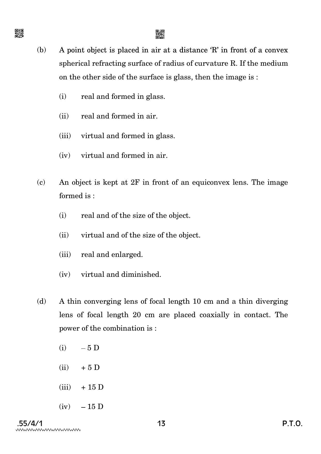 CBSE Class 12 55-4-1 Physics 2022 Question Paper - Page 13
