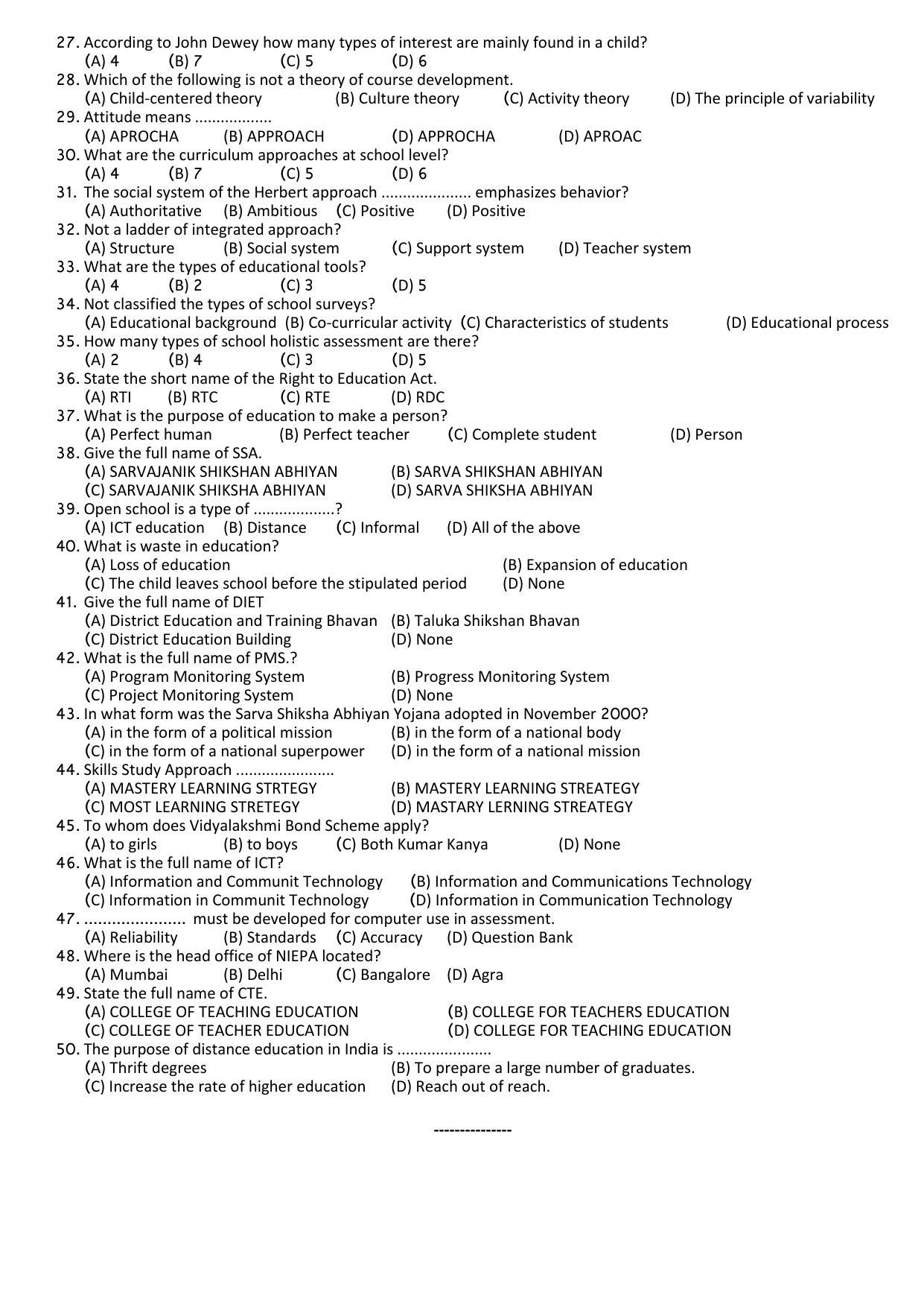 Hemchand North Gujarat University Sample Paper July-Sept 2021: M ED Sem – III SC 304 (B) : Secondary And Higher Secondary Education – II (New Course) - Page 4