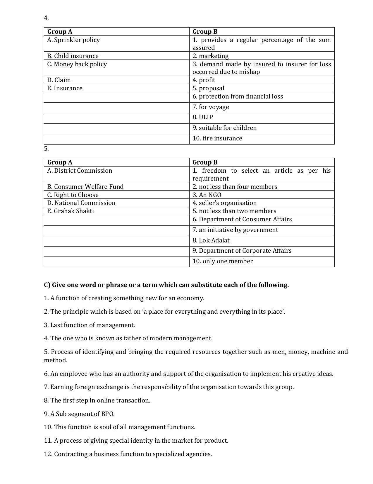 Maharashtra Board Class 12 Organisation of Commerce and Management	Sample Papers - Page 4