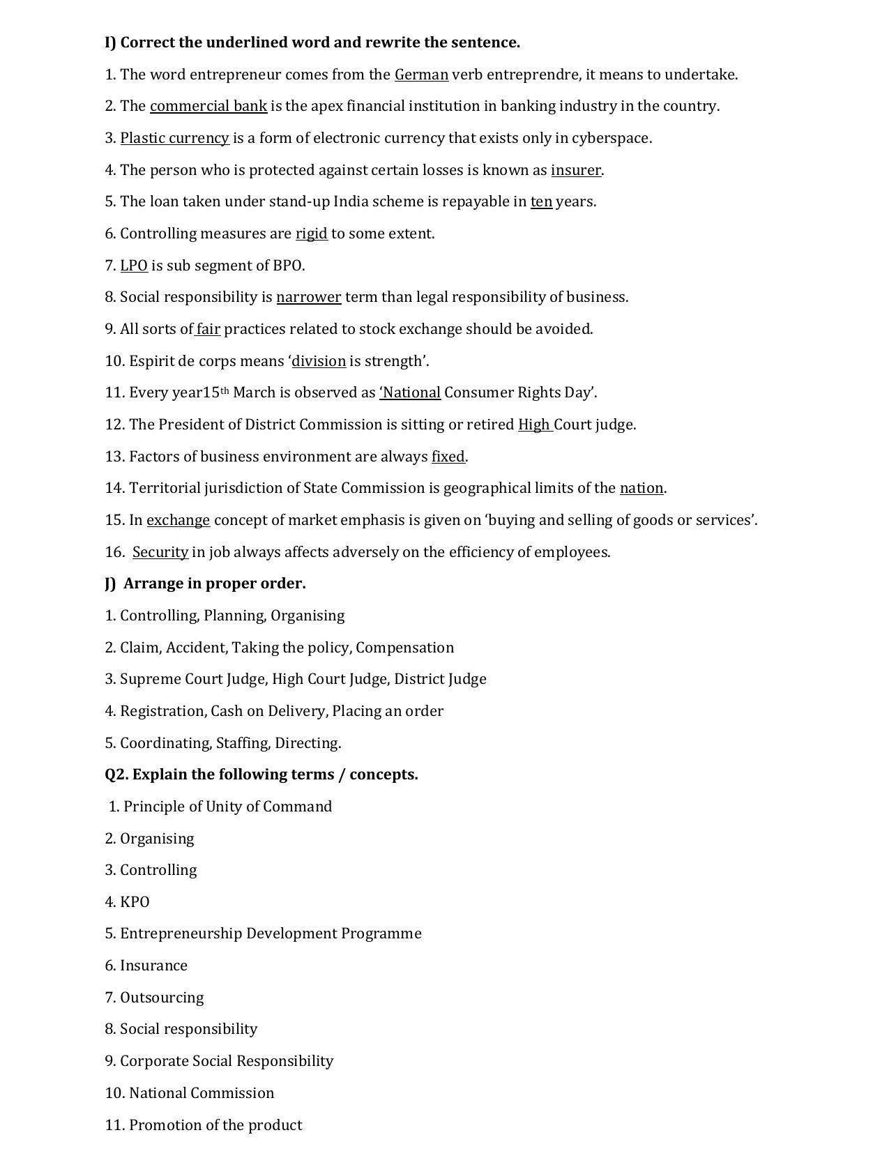 Maharashtra Board Class 12 Organisation of Commerce and Management	Sample Papers - Page 8