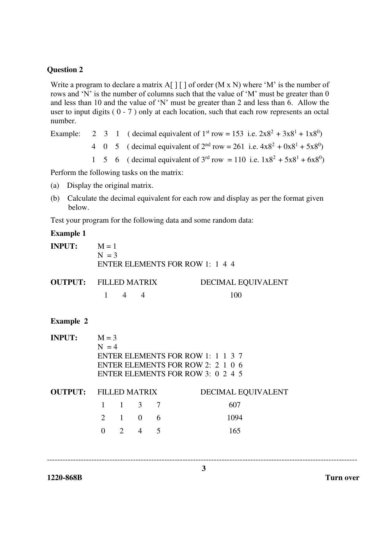 ISC Class 12 2020 Computer Science Paper II Question Paper - Page 3