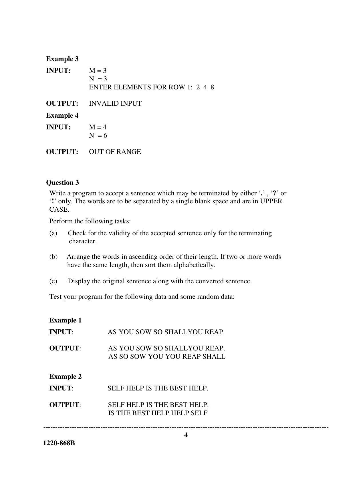 ISC Class 12 2020 Computer Science Paper II Question Paper - Page 4