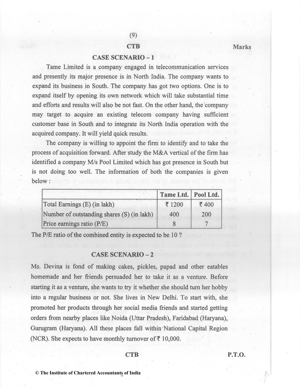 CA Final May 2022 Question Paper - Paper 6F – Multidisciplinary Case Study - Page 9