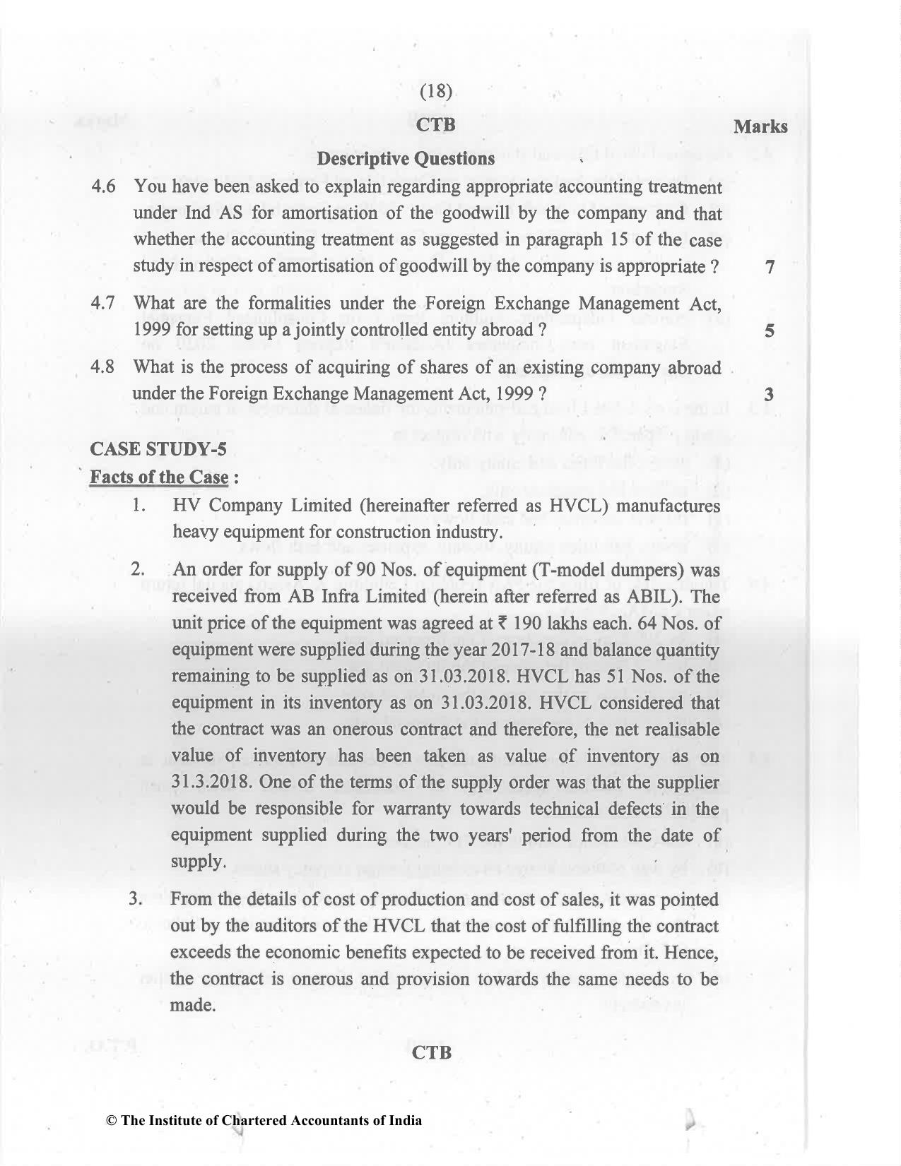 CA Final May 2022 Question Paper - Paper 6F – Multidisciplinary Case Study - Page 18