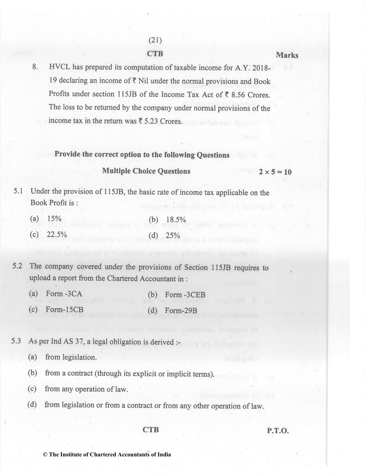 CA Final May 2022 Question Paper - Paper 6F – Multidisciplinary Case Study - Page 21