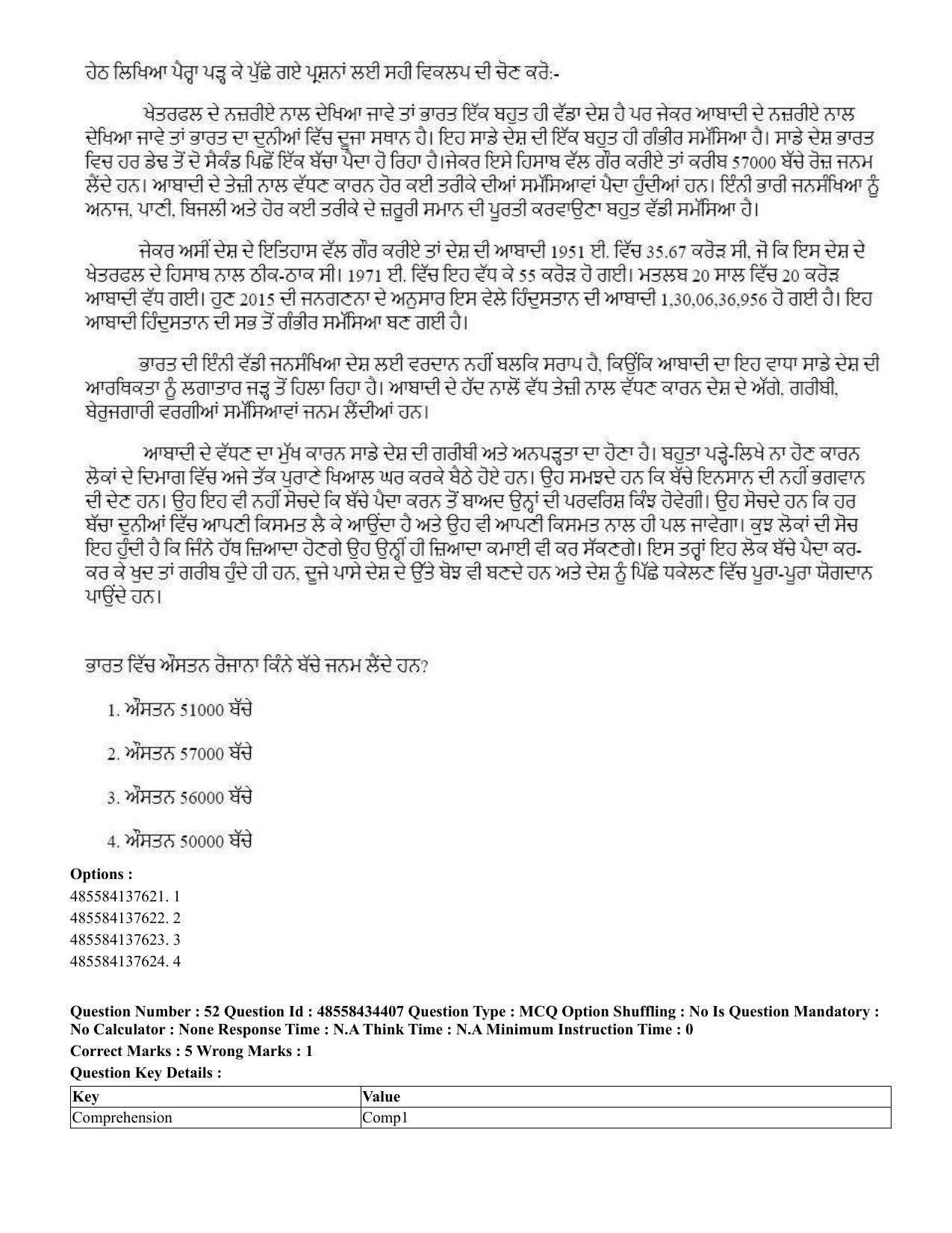 CUET 2023 English Punjabi Shift 3 Question Paper - 18 June 2023 - Page 37