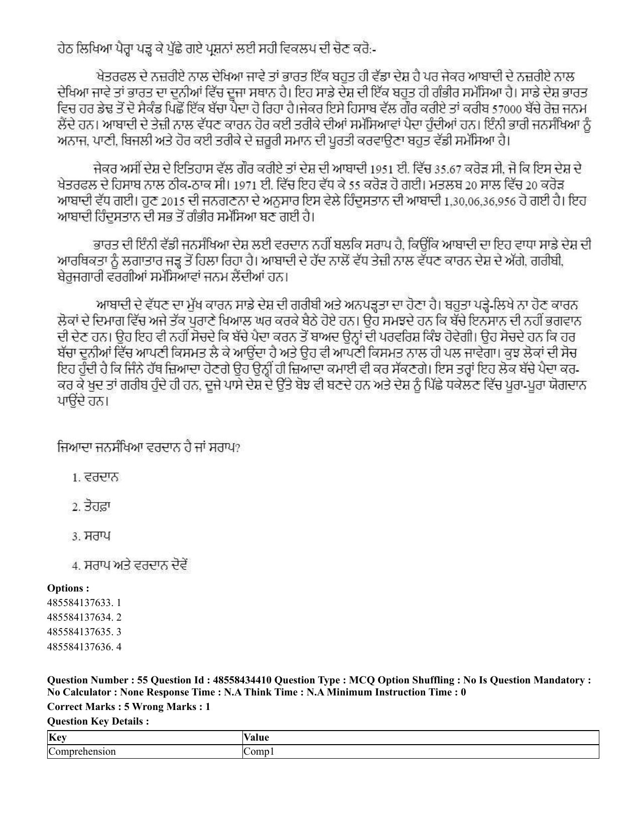 CUET 2023 English Punjabi Shift 3 Question Paper - 18 June 2023 - Page 40
