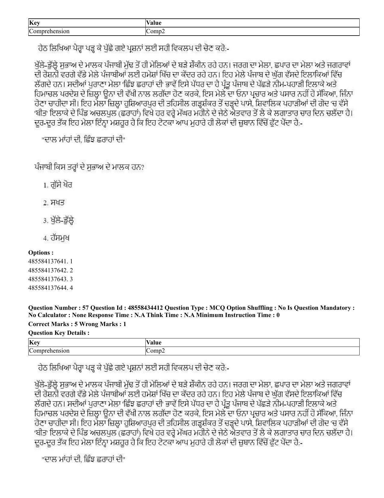 CUET 2023 English Punjabi Shift 3 Question Paper - 18 June 2023 - Page 42