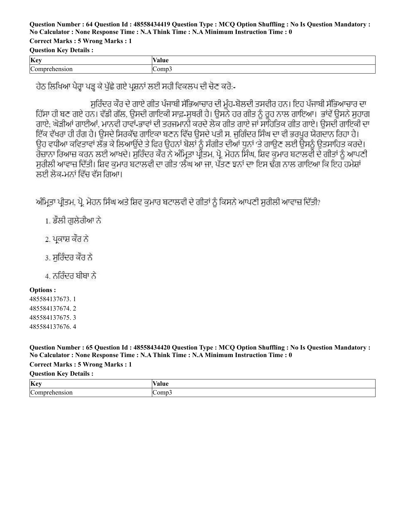 CUET 2023 English Punjabi Shift 3 Question Paper - 18 June 2023 - Page 48