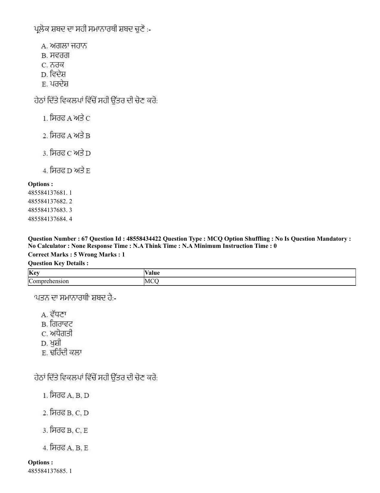 CUET 2023 English Punjabi Shift 3 Question Paper - 18 June 2023 - Page 50