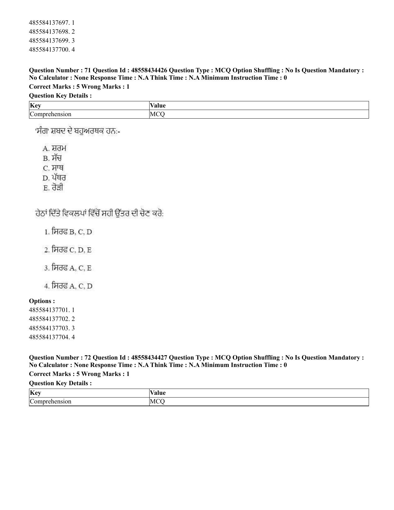 CUET 2023 English Punjabi Shift 3 Question Paper - 18 June 2023 - Page 53