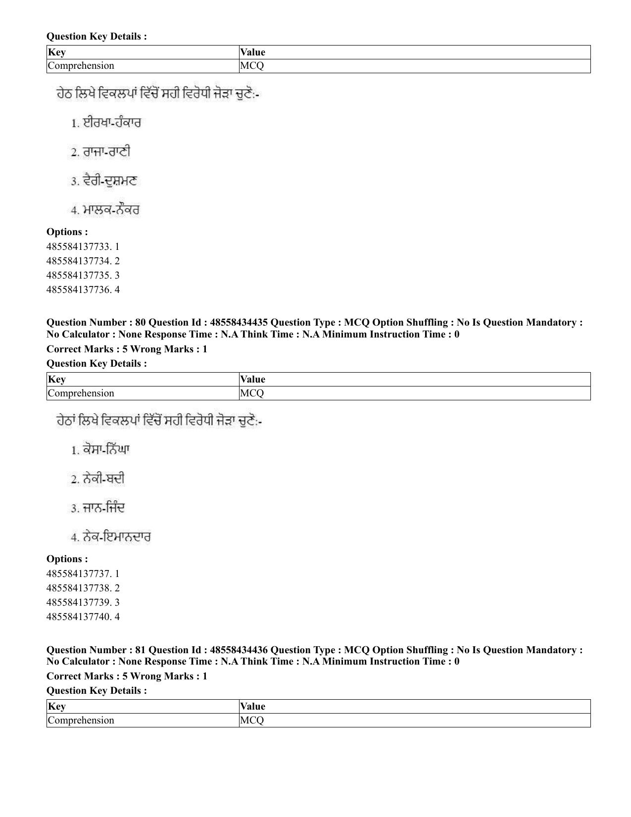 CUET 2023 English Punjabi Shift 3 Question Paper - 18 June 2023 - Page 58