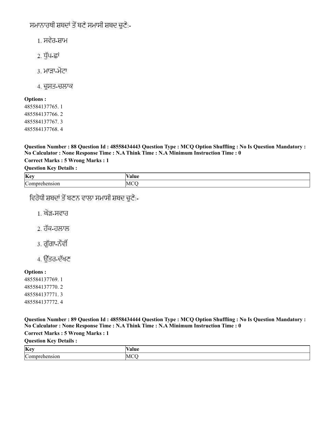 CUET 2023 English Punjabi Shift 3 Question Paper - 18 June 2023 - Page 62