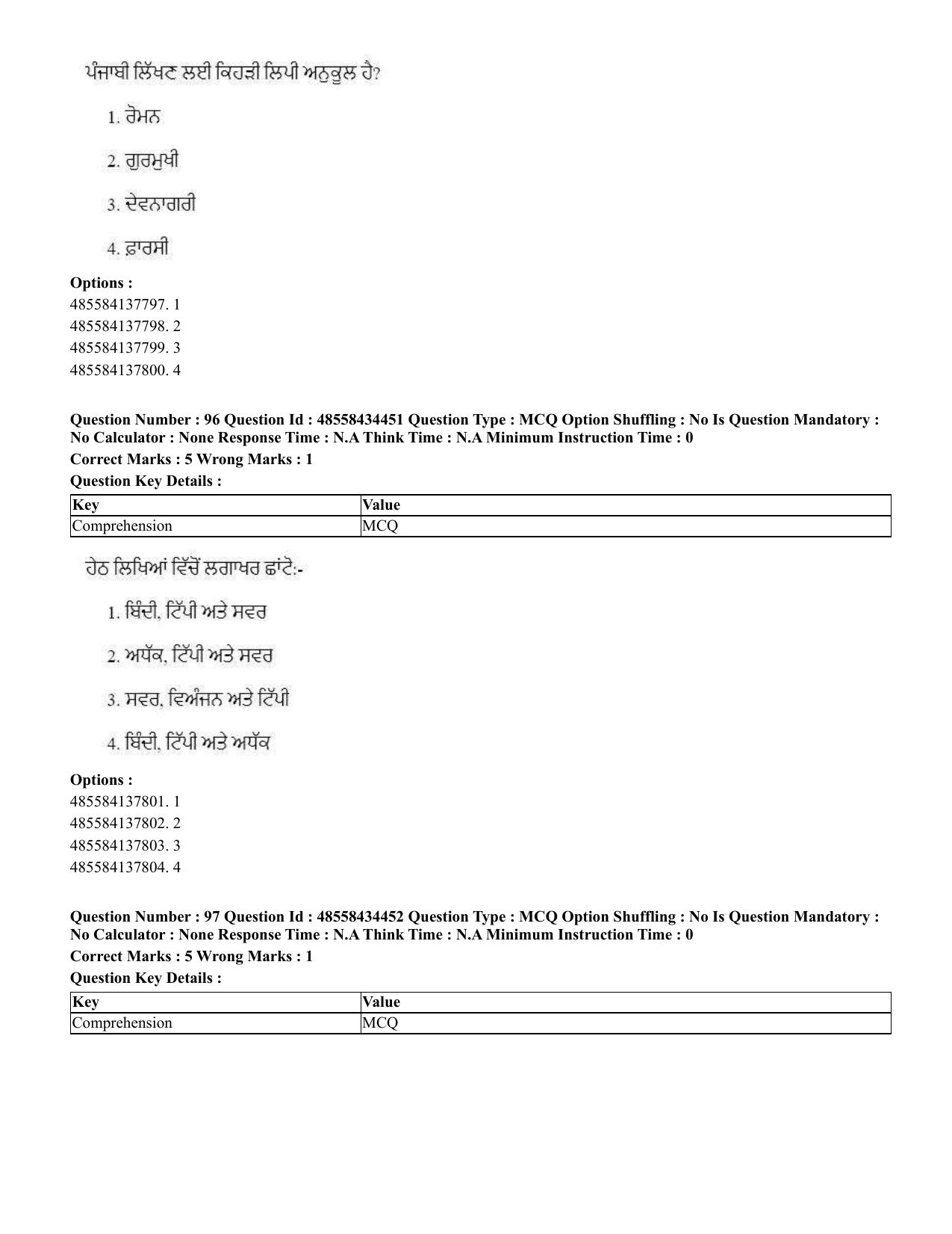 CUET 2023 English Punjabi Shift 3 Question Paper - 18 June 2023 - Page 66