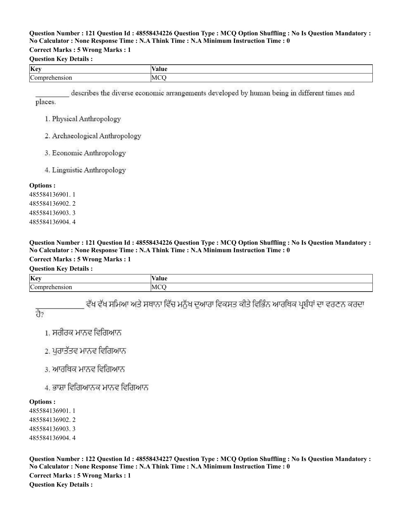 CUET 2023 English Punjabi Shift 3 Question Paper - 18 June 2023 - Page 92