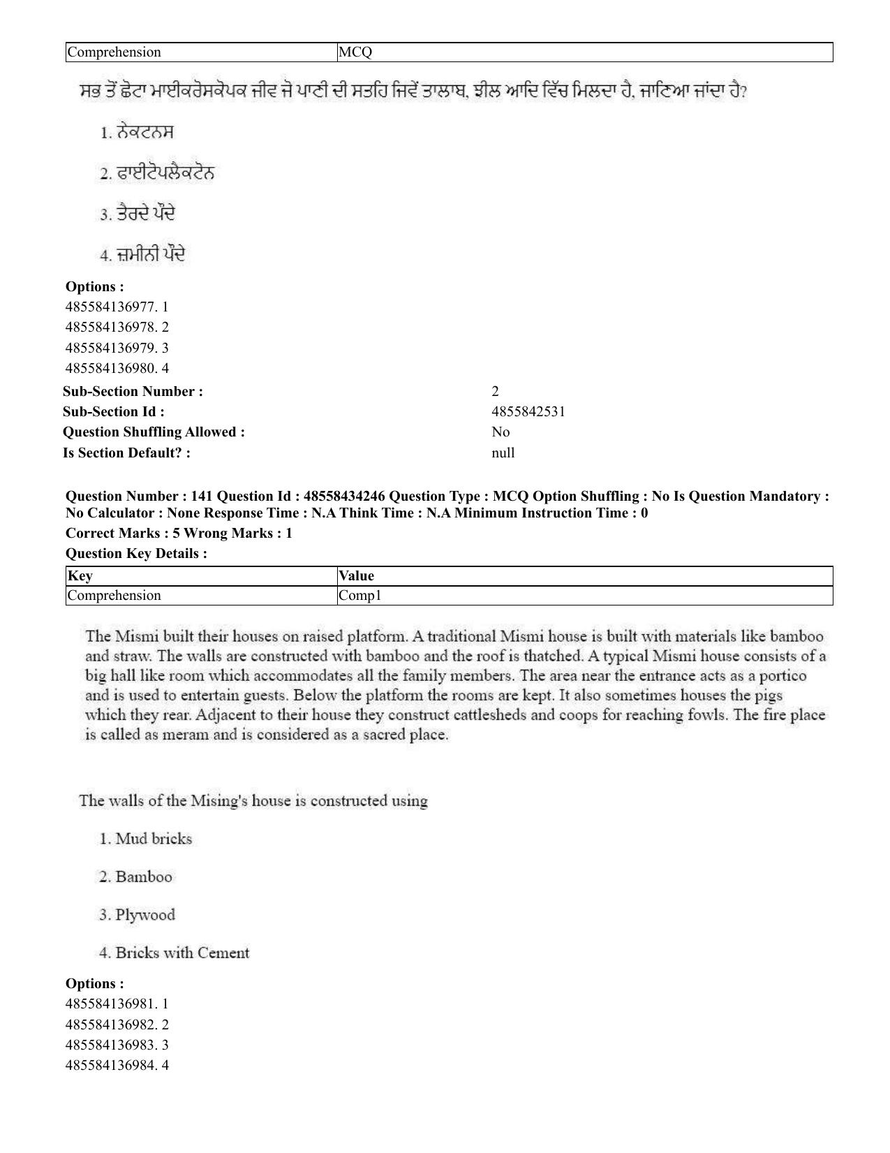 CUET 2023 English Punjabi Shift 3 Question Paper - 18 June 2023 - Page 112