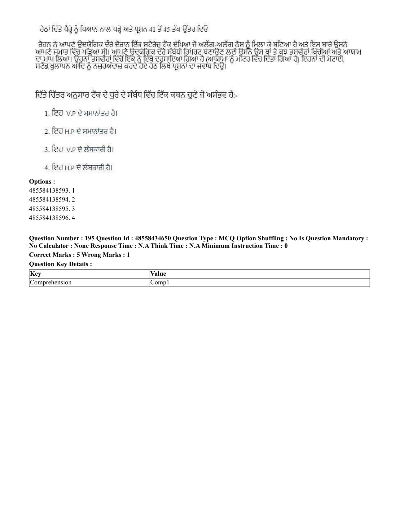 CUET 2023 English Punjabi Shift 3 Question Paper - 18 June 2023 - Page 185