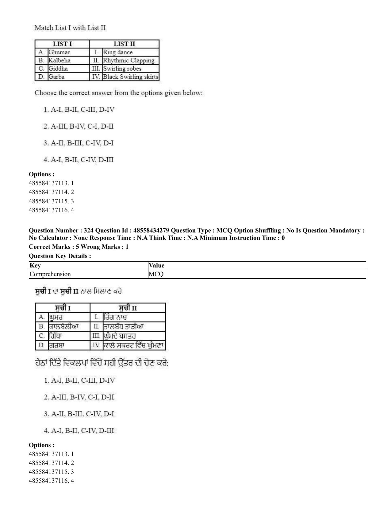 CUET 2023 English Punjabi Shift 3 Question Paper - 18 June 2023 - Page 281