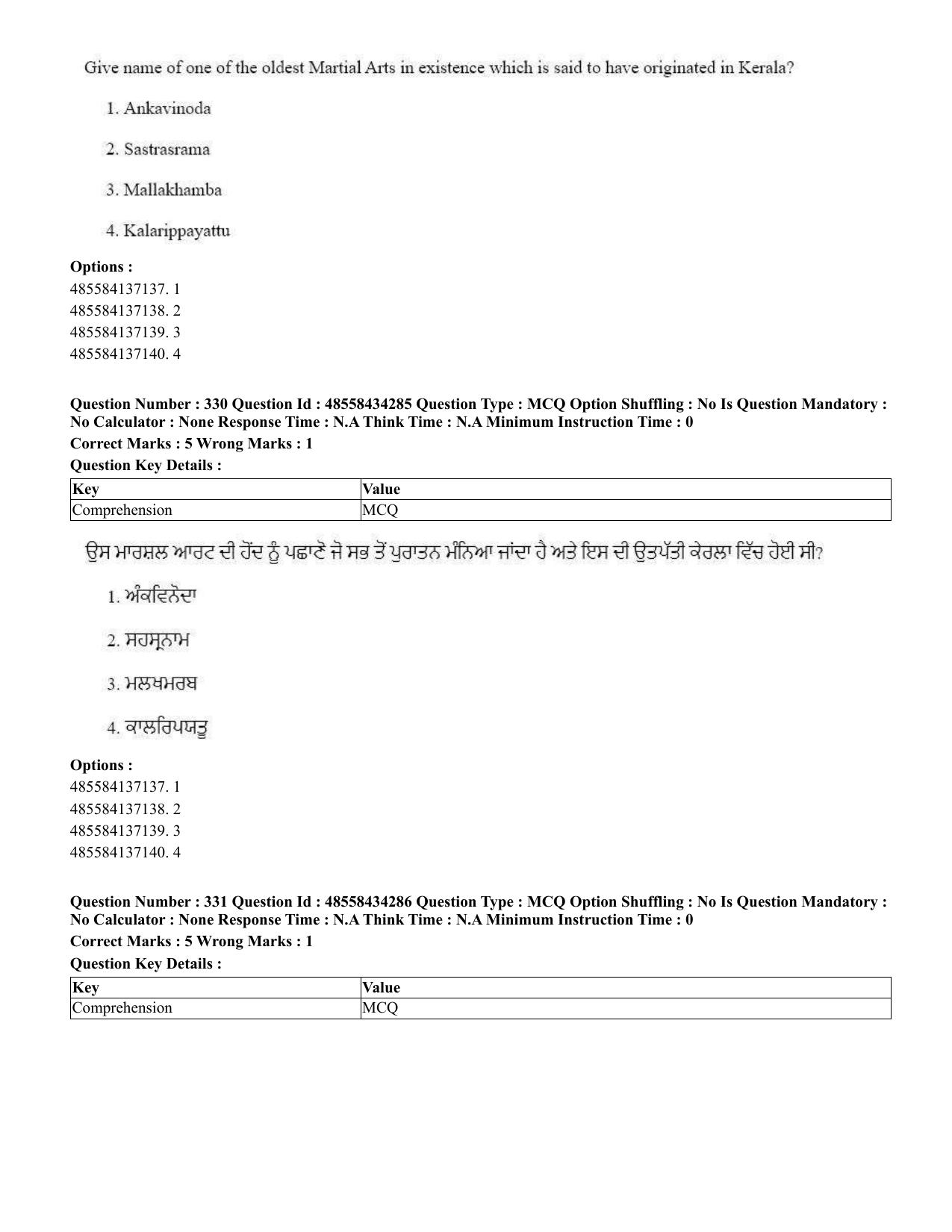 CUET 2023 English Punjabi Shift 3 Question Paper - 18 June 2023 - Page 287