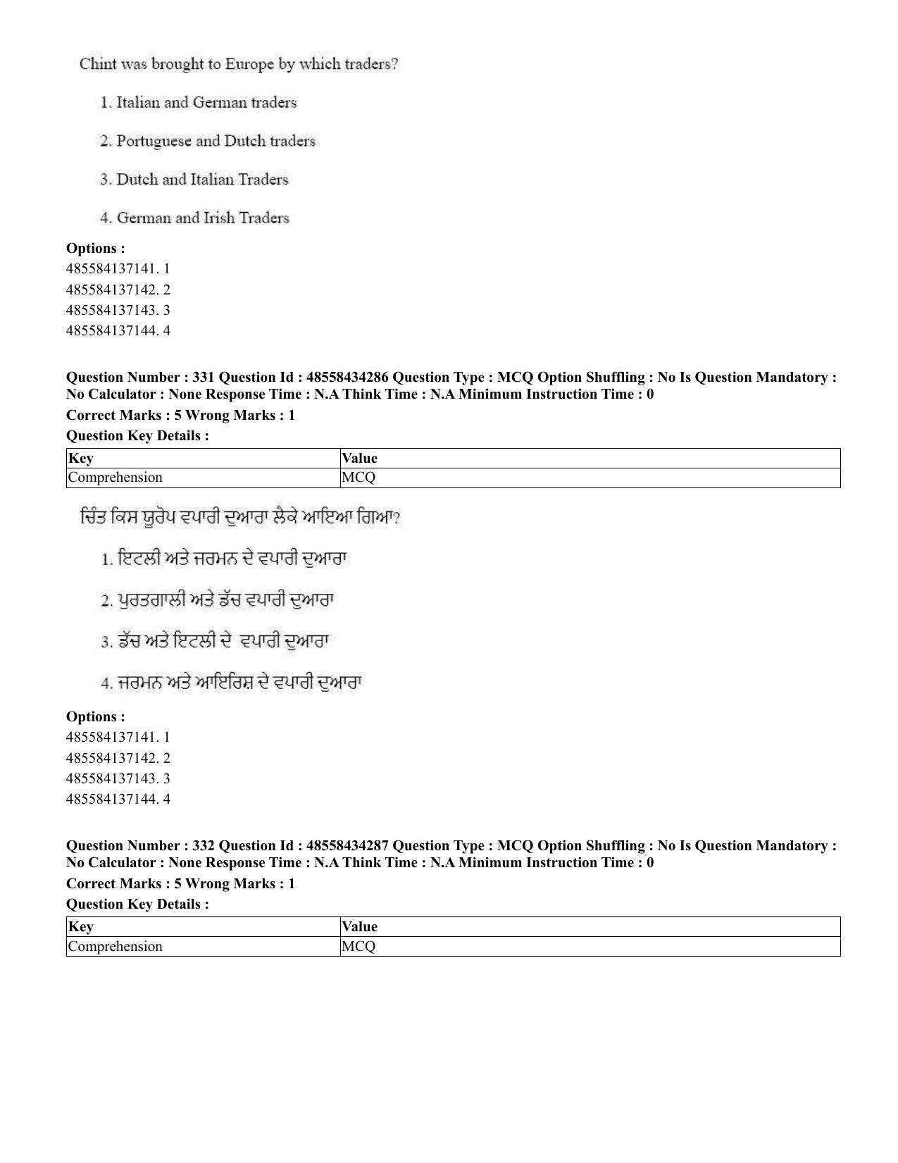 CUET 2023 English Punjabi Shift 3 Question Paper - 18 June 2023 - Page 288