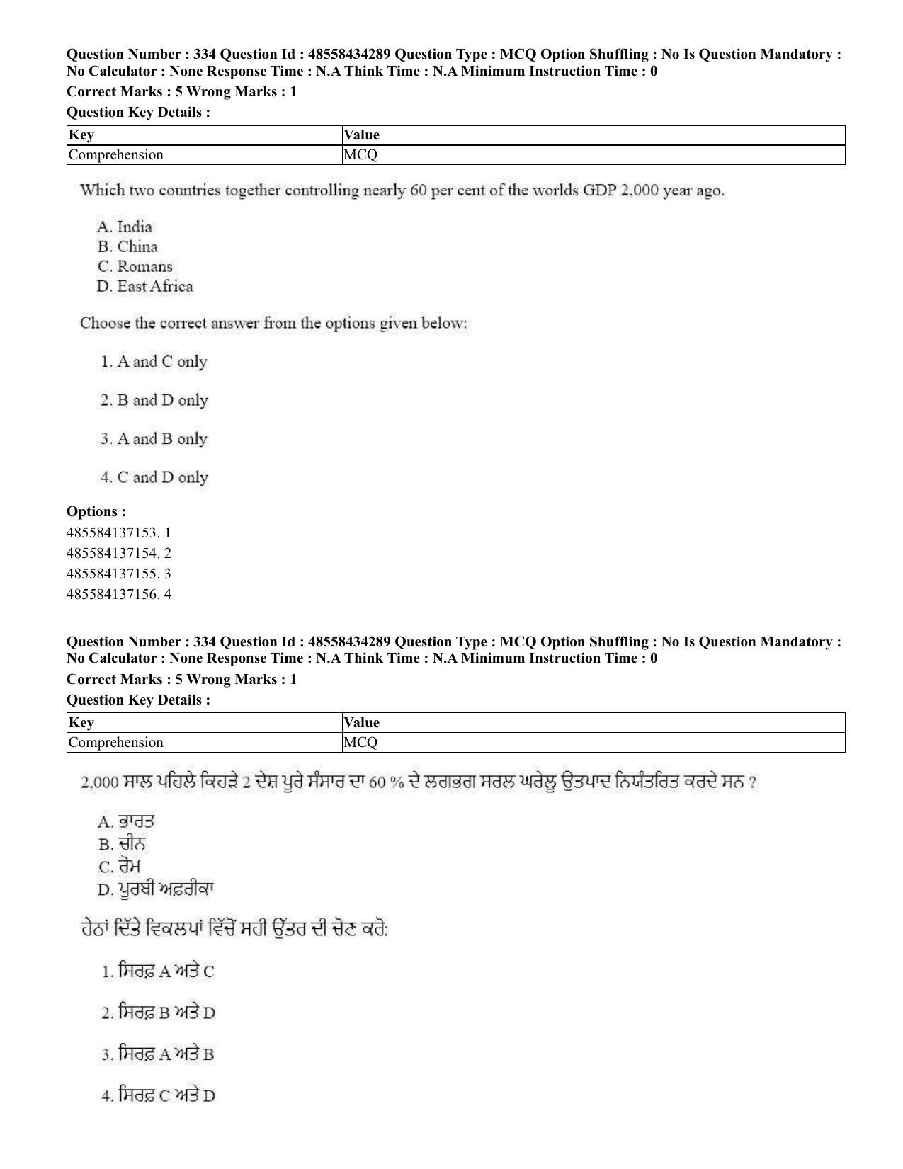 CUET 2023 English Punjabi Shift 3 Question Paper - 18 June 2023 - Page 291