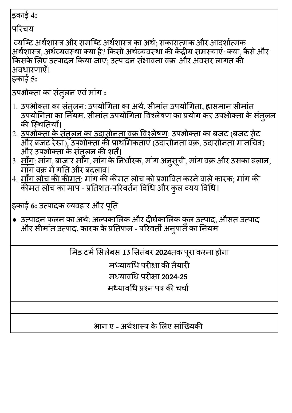 Edudel Class 11 Economics (Hindi Medium) Syllabus 2025 - Page 2