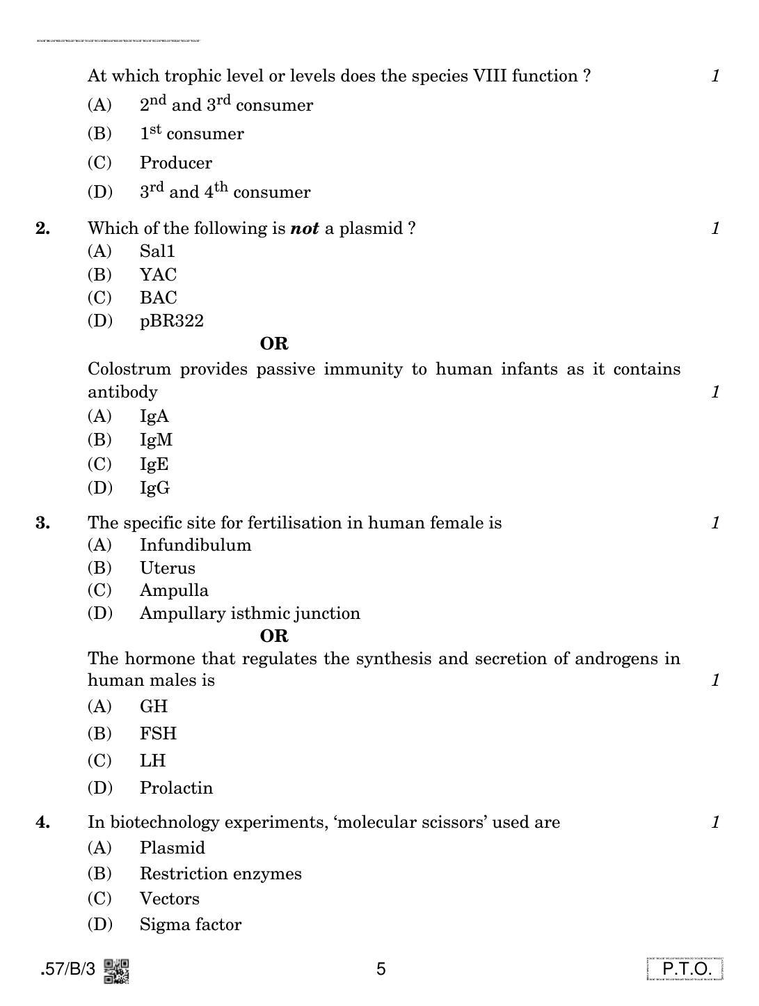 CBSE Class 12 57-C-3 - Biology 2020 Compartment Question Paper - Page 5