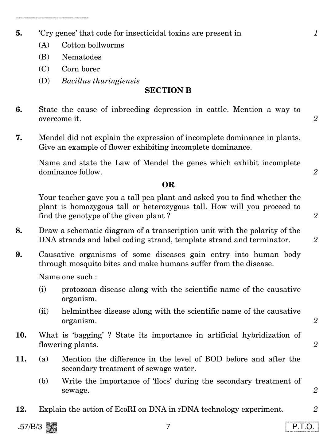 CBSE Class 12 57-C-3 - Biology 2020 Compartment Question Paper - Page 7