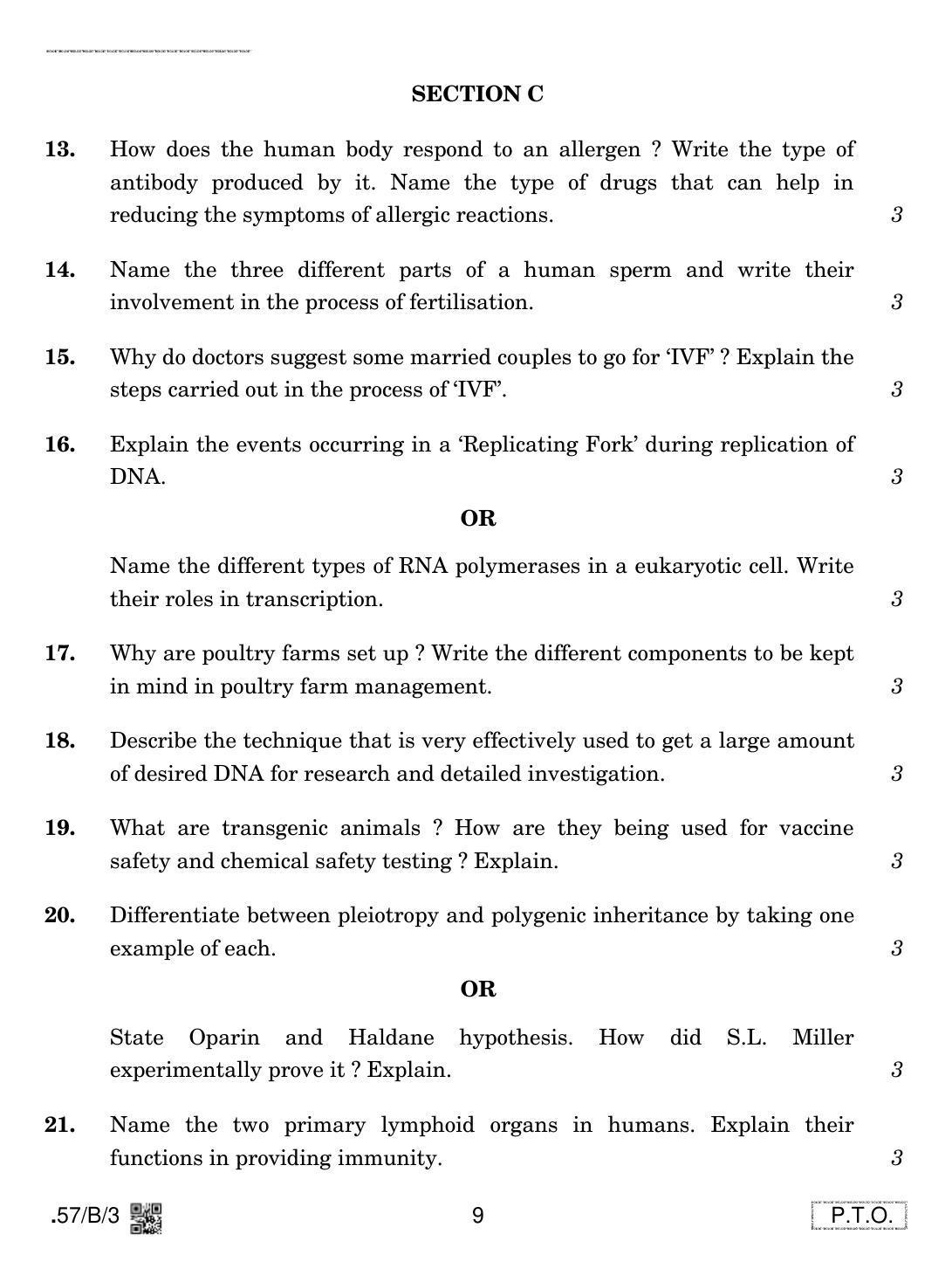 CBSE Class 12 57-C-3 - Biology 2020 Compartment Question Paper - Page 9