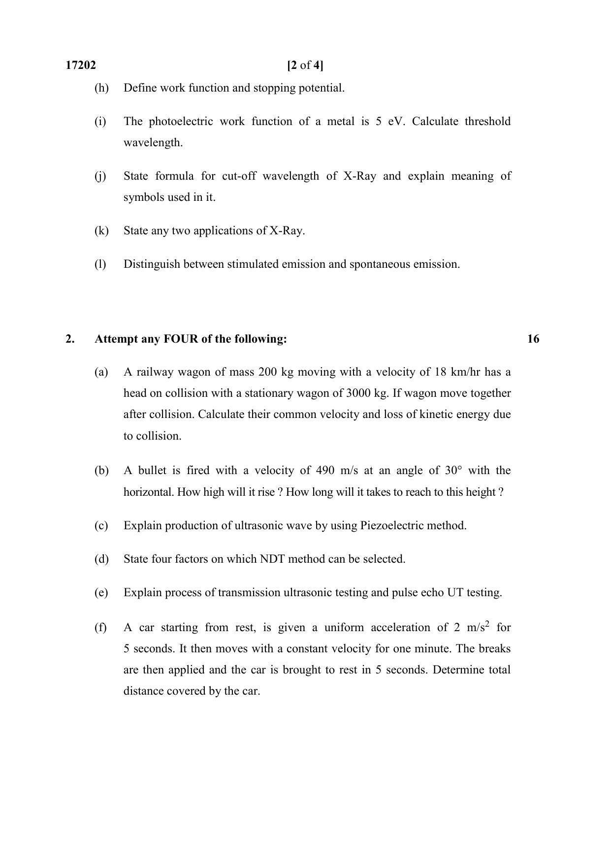 MSBTE Winter Question Paper 2019 - Applied Physics - Page 2