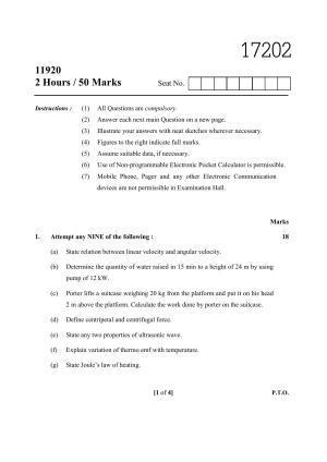 MSBTE Winter Question Paper 2019 - Applied Physics