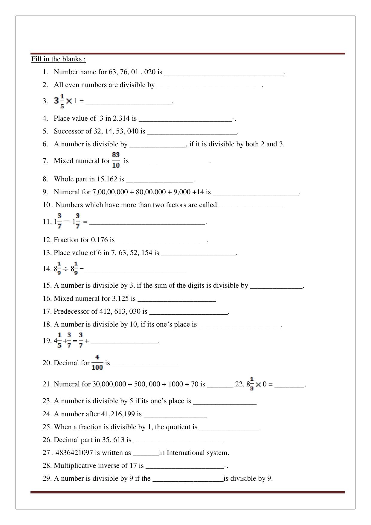 Worksheet for Class 5 Maths Assignment 33 - Page 3