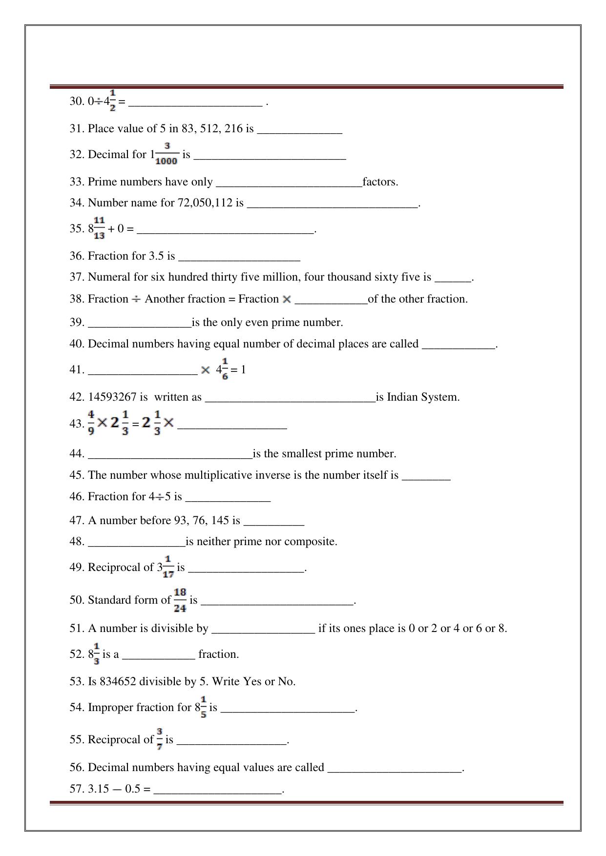 Worksheet for Class 5 Maths Assignment 33 - Page 4