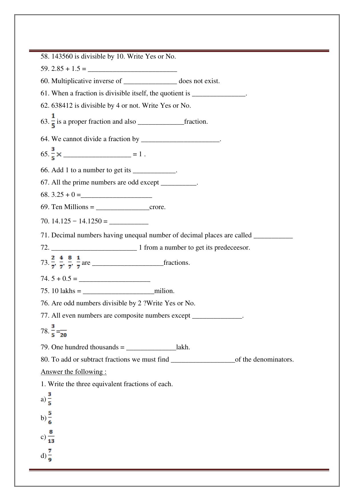 Worksheet for Class 5 Maths Assignment 33 - Page 5