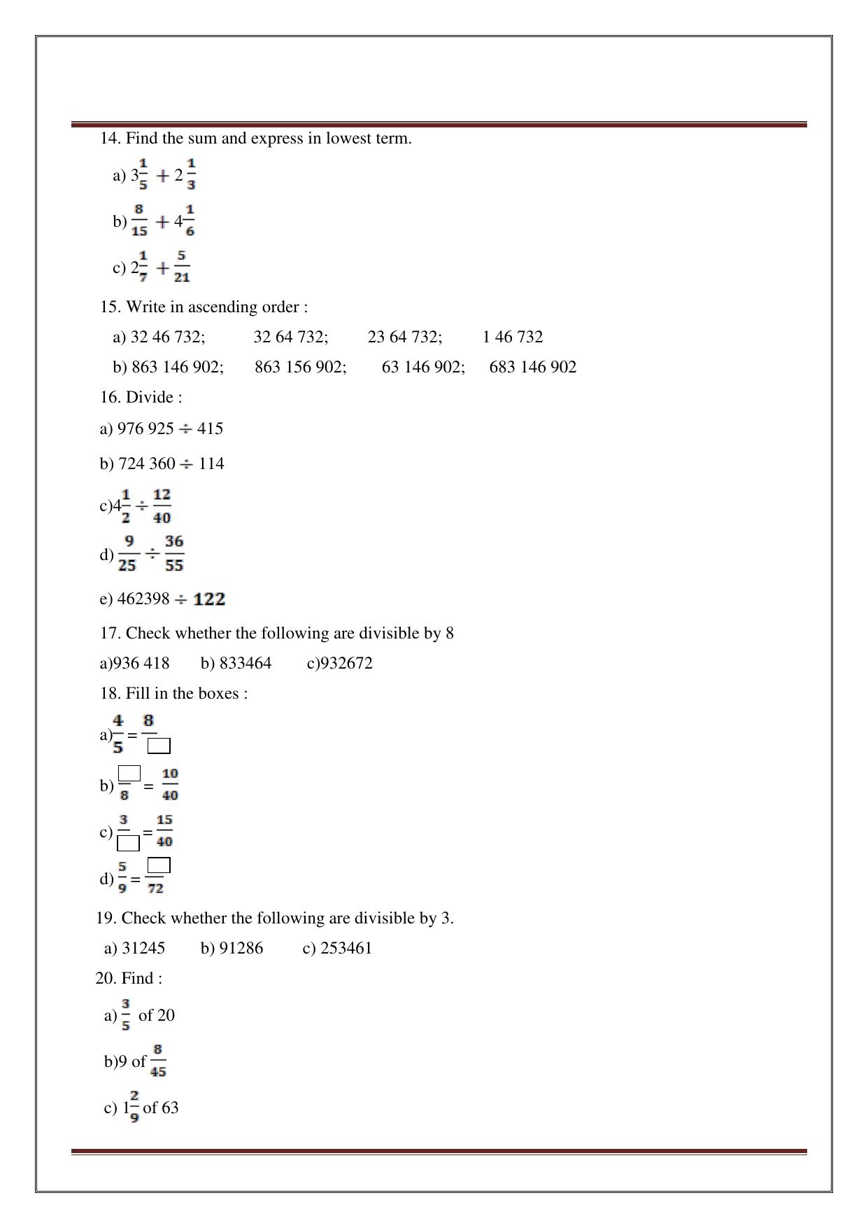 Worksheet for Class 5 Maths Assignment 33 - Page 8