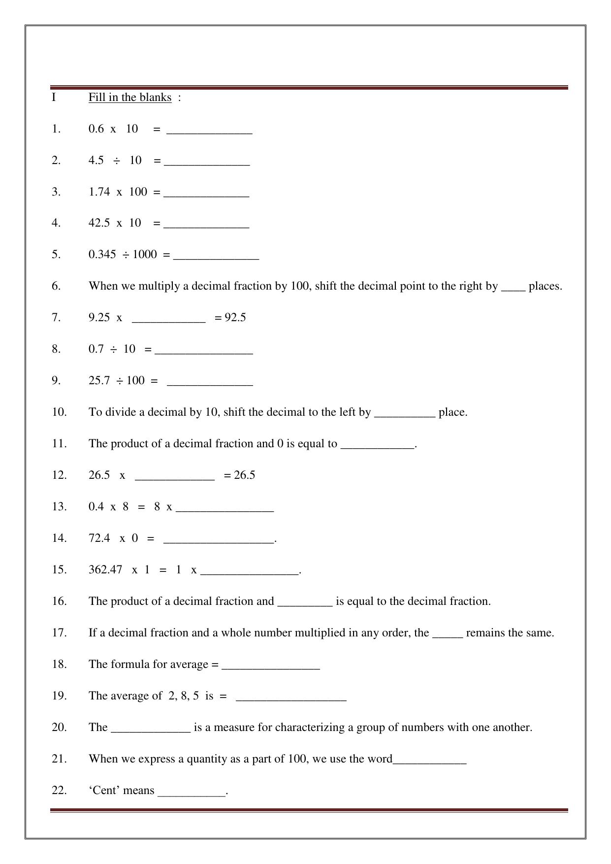 Worksheet for Class 5 Maths Assignment 33 - Page 10