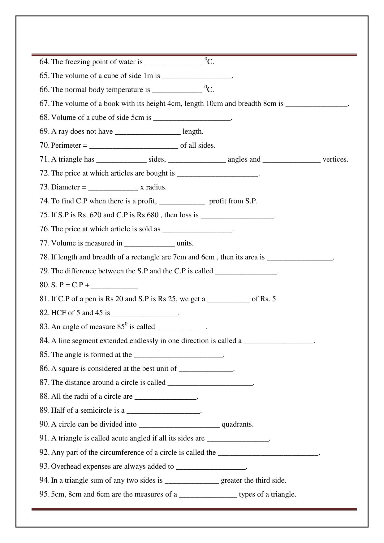 Worksheet for Class 5 Maths Assignment 33 - Page 16