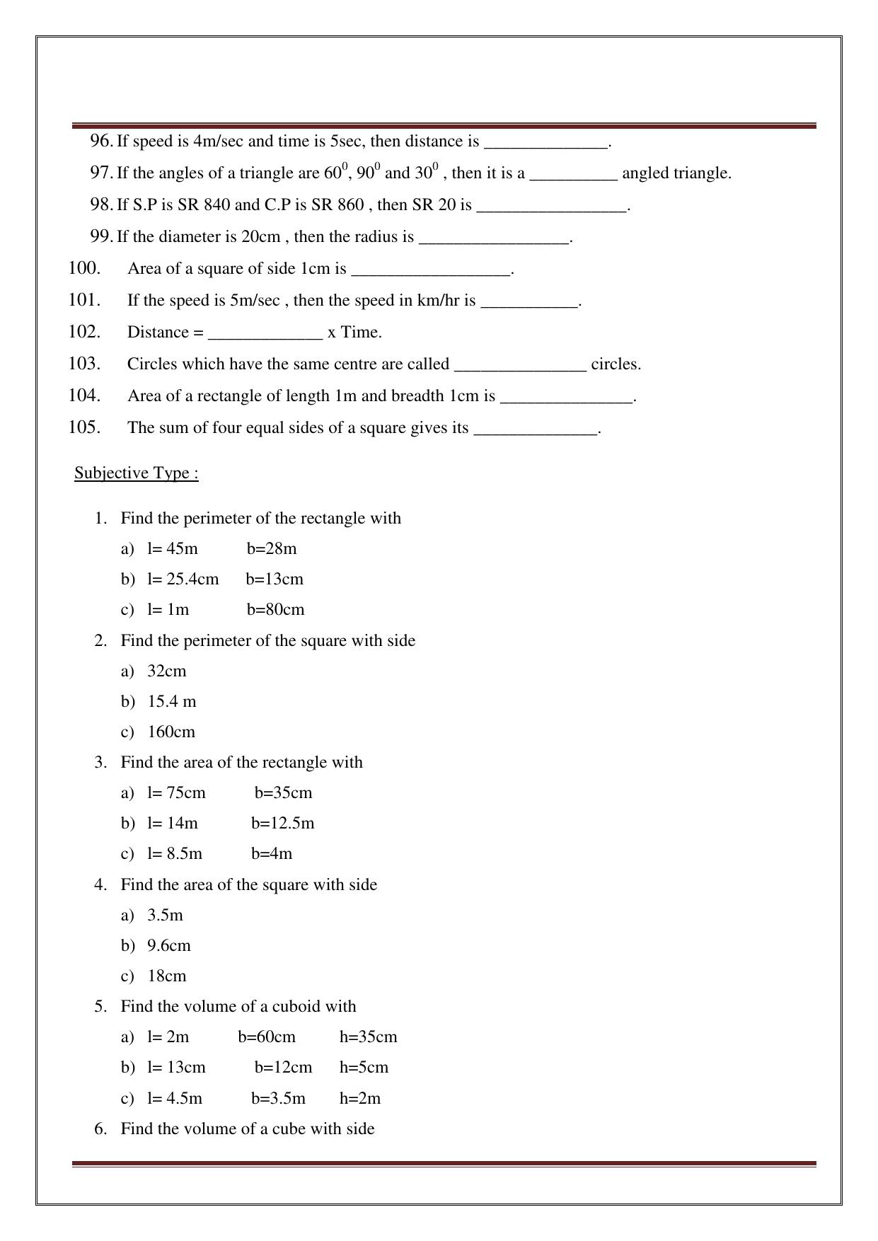 Worksheet for Class 5 Maths Assignment 33 - Page 17